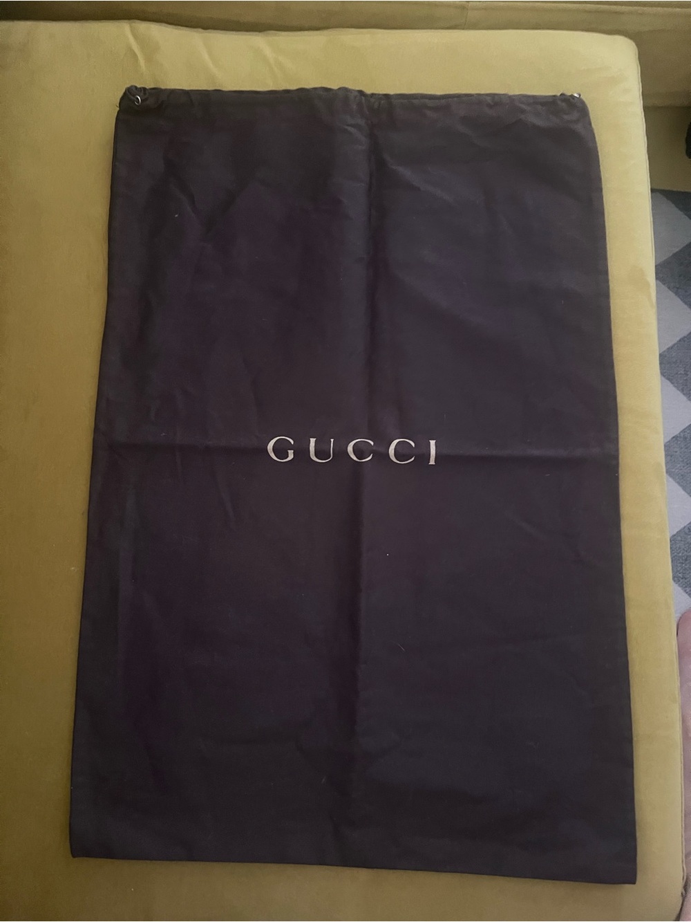 Gucci Black Drawstring Dust Bag with White Logo